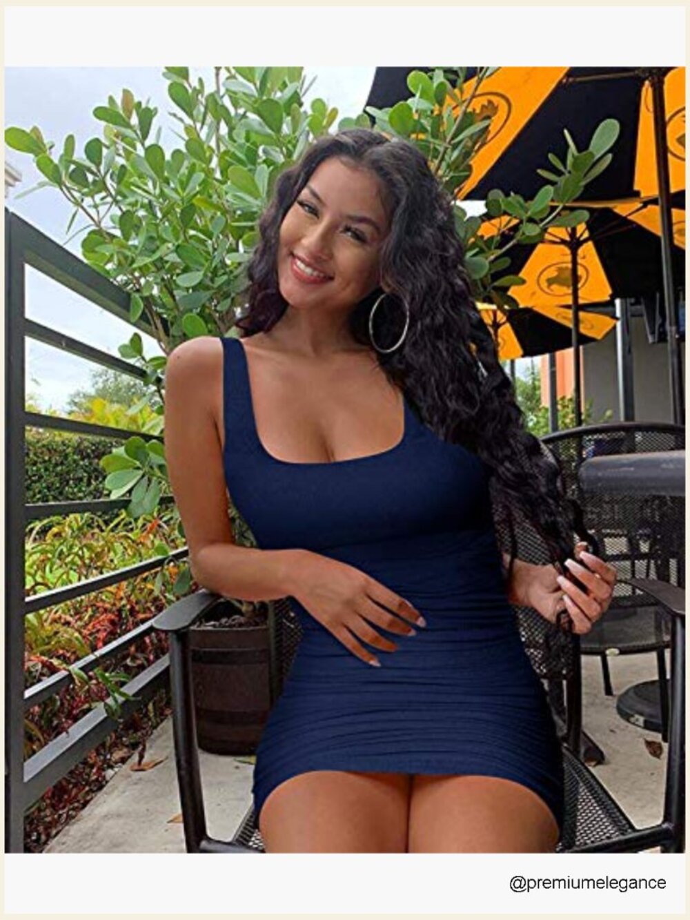 Scoop Neck Sleeveless Mini Bodycon Ruched Ribbed Knit - Picture 6 of 7